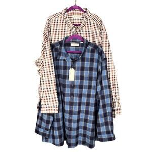 Roundtree & Yorke Portuguese Flannel Shirts Mens 4XT Plaid Classic 2 pc Bundle